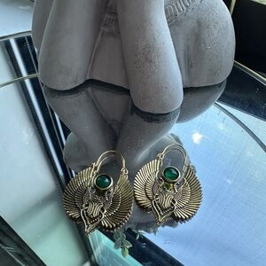 Elegant Gold and Green Earrings